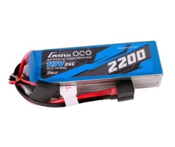 Gens Ace - 1721 - G-Tech 2200mAh 3S1P 11.1V 25C LiPo Battery Pack with Universal Plug Soft Pack (107x33x22mm +/- Manufacturer's Specifications)