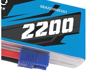 Gens Ace - 1724 - G-Tech 2200mAh 3S1P 11.1V 60C LiPo Battery Pack with EC3 Plug Soft Pack (108.8x34x23mm +/- Manufacturer's Specifications)
