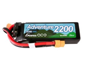 Gens Ace - 1738 - G-Tech Adventure 2200mAh 3S1P 11.1V 60C LiPo Battery Pack with XT60 Plug Soft Pack (107x34x23mm +/- Manufacturer's Specifications)