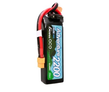 Gens Ace - 1738 - G-Tech Adventure 2200mAh 3S1P 11.1V 60C LiPo Battery Pack with XT60 Plug Soft Pack (107x34x23mm +/- Manufacturer's Specifications)