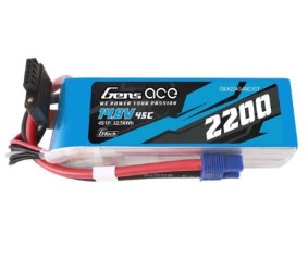 Gens Ace - 1722 - G-Tech 2200mAh 4S1P 14.8V 45C LiPo Battery Pack with EC3 Plug Soft Pack (107x34x32mm +/- Manufacturer's Specifications)