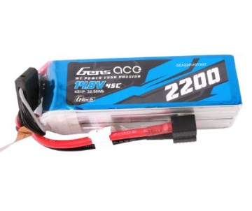 Gens Ace - 1723 - G-Tech 2200mAh 4S1P 14.8V 45C LiPo Battery Pack with Universal Plug Soft Pack (108x34x30mm +/- Manufacturer's Specifications)