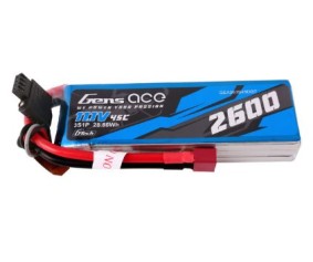 Gens Ace - 1725 - G-Tech 2600mAh 3S1P 11.1V 45C LiPo Battery Pack with Deans Plug Soft Pack (120x38x21mm +/- Manufacturer's Specifications)