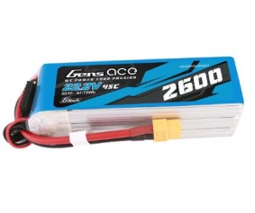 Gens Ace - 1727 - G-Tech 2600mAh 6S1P 22.2V 45C LiPo Battery Pack with XT60 Plug Soft Pack (123x37x39mm +/- Manufacturer's Specifications)
