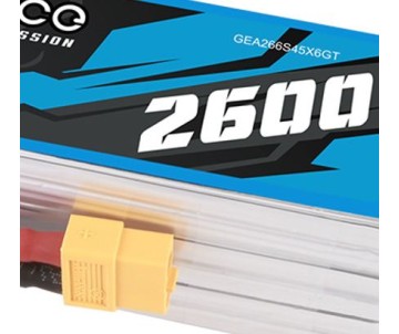 Gens Ace - 1727 - G-Tech 2600mAh 6S1P 22.2V 45C LiPo Battery Pack with XT60 Plug Soft Pack (123x37x39mm +/- Manufacturer's Specifications)