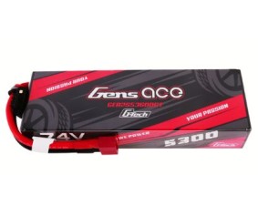 Gens Ace - 1748 - G-Tech 5300mAh 2S1P 7.4V 60C Hardcase LiPo Battery with Deans Plug Hardwired (138.x47x25mm +/- Manufacturer's Specifications)
