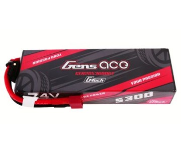 Gens Ace - 1748 - G-Tech 5300mAh 2S1P 7.4V 60C Hardcase LiPo Battery with Deans Plug Hardwired (138.x47x25mm +/- Manufacturer's Specifications)
