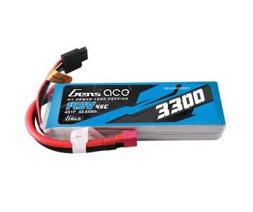 Gens Ace - 1878 - G-Tech 3300mAh 4S1P 14.8V 45C Lipo Battery Pack With Deans Plug