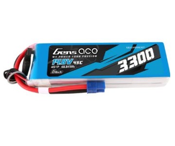 Gens Ace - 1730 - G-Tech 3300mAh 4S1P 14.8V 45C LiPo Battery Pack with EC3 Plug Soft Pack (138x42x27mm +/- Manufacturer's Specifications)