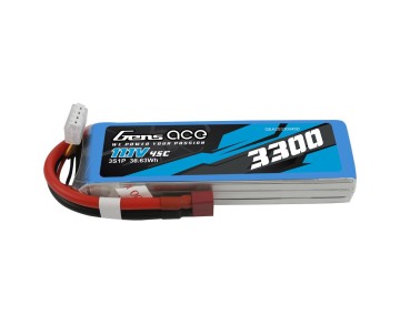 Gens Ace - 1052 - 3300mAh 11.1V 45C LiPo Battery - Deans Plug 136x42x23mm 