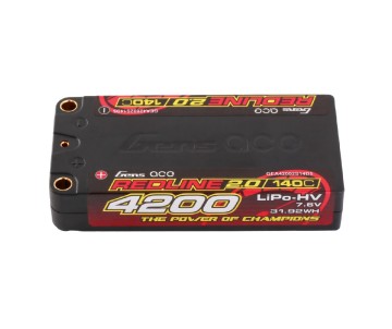 Gens Ace - 1922 - Redline 2.0 Series 4200mAh 2S 7.6V 140C HardCase HV Shorty Lipo Battery With 5.0mm Bullet