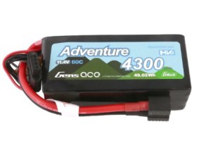Gens Ace - 1742 - G-Tech Adventure 4300mAh 3S1P 11.4V 60C LiPo Battery Pack with Deans and XT60 Adapter Soft Pack (90x42x29mm +/- Manufacturer's Specifications)