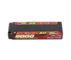 Gens Ace - 1923 - Redline 2.0 Series 5000mAh 2S 7.4V 140C HardCase Lipo Battery With 5.0mm Bullet
