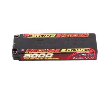 Gens Ace - 1923 - Redline 2.0 Series 5000mAh 2S 7.4V 140C HardCase Lipo Battery With 5.0mm Bullet