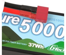 Gens Ace - 1687 - Adventure 5000mAh 2S1P 7.4V 100C LiPo Battery Pack with Deans Plug Hardwired (138x47x18mm +/- Manufacturer's Specifications)