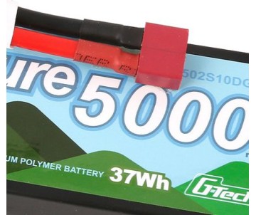 Gens Ace - 1687 - Adventure 5000mAh 2S1P 7.4V 100C LiPo Battery Pack with Deans Plug Hardwired (138x47x18mm +/- Manufacturer's Specifications)