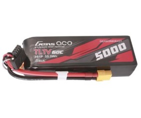 Gens Ace - 1754 - G-Tech 5000mAh 3S1P 11.1V 60C LiPo Battery Pack with XT60 Plug Soft Pack (128x44.5x28.2mm +/- Manufacturer's Specifications)