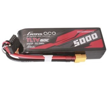 Gens Ace - 1754 - G-Tech 5000mAh 3S1P 11.1V 60C LiPo Battery Pack with XT60 Plug Soft Pack (128x44.5x28.2mm +/- Manufacturer's Specifications)