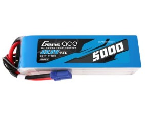 Gens Ace - 1732 - G-Tech 5000mAh 6S 22.2V 45C LiPo Battery Pack with EC5 Plug Soft Pack (157x46x44mm +/- Manufacturer's Specifications)