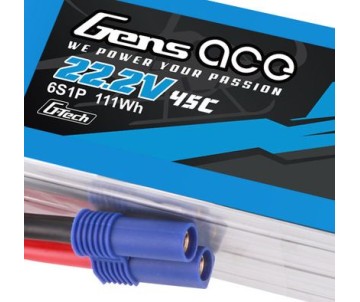 Gens Ace - 1732 - G-Tech 5000mAh 6S 22.2V 45C LiPo Battery Pack with EC5 Plug Soft Pack (157x46x44mm +/- Manufacturer's Specifications)
