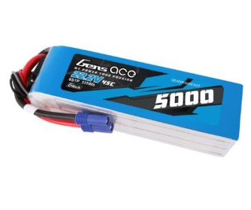 Gens Ace - 1732 - G-Tech 5000mAh 6S 22.2V 45C LiPo Battery Pack with EC5 Plug Soft Pack (157x46x44mm +/- Manufacturer's Specifications)