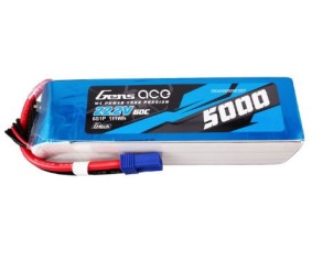 Gens Ace - 1733 - G-Tech 5000mAh 6S1P 22.2V 60C LiPo Battery Pack with EC5 Plug Soft Pack (165x45x47mm +/- Manufacturer's Specifications)