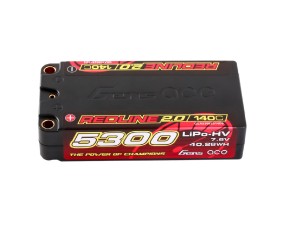 Gens Ace - 1924 - Redline 2.0 Series 5300mAh 2S2P 7.6V 140C HardCase HV Shorty Lipo Battery