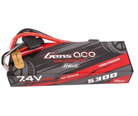 Gens Ace - 1695 - G-Tech 5300mAh 2S1P 7.4V 60C HardCase LiPo Battery Pack 24# with EC3 and Deans Adapter for RC Car