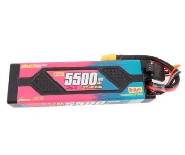 Gens Ace - 1608 - Advanced 5500mAh 2S1P 7.6V 100C HardCase LiPo Battery Pack with XT60 Plug