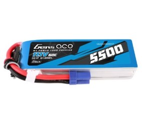 Gens Ace - 1737 - G-Tech 5500mAh 3S1P 11.1V 60C LiPo Battery Pack with EC5 Plug Soft Pack (140x43x31mm +/- Manufacturer's Specifications)