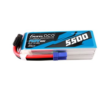 Gens Ace - 1840 - G-Tech 5500mAh 14.8V 4S1P 60C LiPo Battery Pack With EC5 Plug