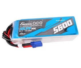 Gens Ace - 1735 - G-Tech 5600mAh 6S1P 22.2V 80C Lipo Battery Pack with EC5 Plug Soft Pack (164.5x45x47mm +/- Manufacturer's Specifications)