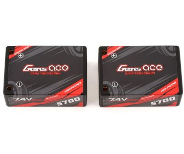 Gens Ace - 1093 - 5700mAh 7.4V 60C 2S3P HardCase Lipo Battery Pack 12# With 4.0mm Bullet To Deans Plug 70x47x25mm Note: This is a SADDLE PACK