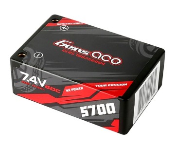 Gens Ace - 1093 - 5700mAh 7.4V 60C 2S3P HardCase Lipo Battery Pack 12# With 4.0mm Bullet To Deans Plug 70x47x25mm Note: This is a SADDLE PACK