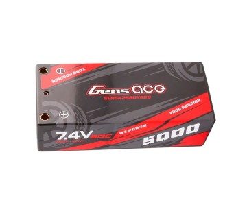 Gens Ace - 1579 - 5000mAh 7.4V 2S2P 60C HardCase Lipo Battery Shorty Pack 29# With 4.0mm Bullet To XT60 Plug