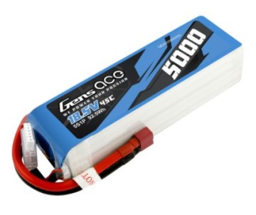 Gens Ace - 1059 - 5000mAh 45C 5S 18.5V Lipo Battery Pack With Deans Plug