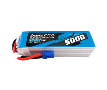 Gens Ace - 1576 - 5000mAh 5S 18.5V 45C Lipo Battery Pack With EC5 Plug