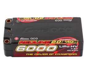 Gens Ace - 1926 - Redline 2.0 Series 6000mAh 2S2P 7.6V 140C HardCase HV Shorty Lipo Battery