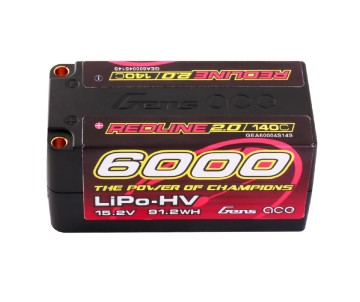 Gens Ace - 1929 - Redline 2.0 Series 6000mAh 4S 15.2V 140C HardCase Lipo Battery With 5.0mm Bullet