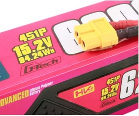 Gens Ace - 1704 - G-Tech 6200mAh 4S1P 15.2V 100C LiPo Battery Pack with XT60 Plug  (178.2 x 48 x 43.5mm  +/-  Manufacturer's tolerances)