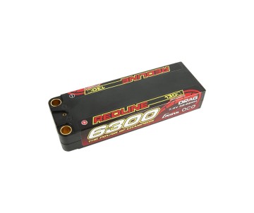 Gens Ace - 1216 - Redline 6300mAh 7.4V 130C Hard Case LiPo Battery with 8mm Bullets for Drag Race Car 138x46x25mm
