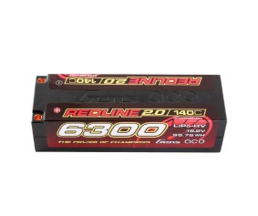Gens Ace - 1928 - Redline 2.0 Series 6300mAh 4S 15.2V 140C HardCase Lipo Battery With 5.0mm Bullet