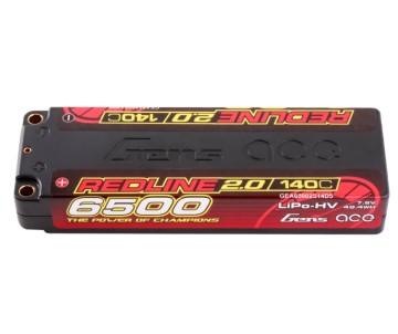 Gens Ace - 1927 - Redline 2.0 Series 6500mAh 2S 7.6V 140C HardCase Lipo Battery With 5.0mm Bullet
