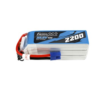 Gens Ace - 1048 - 2200mAh 22.2V 45C LiPo Battery - EC3 Plug 125x39x36.7mm