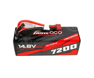 Gens Ace - 1101 - 7200mAh 14.8V 60C Hard Case LiPo Battery - Deans Plug 138x47x50mm