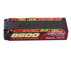 Gens Ace - 1931 - Redline 2.0 Series 8500mAh 2S 7.6V 140C HardCase Lipo Battery With 5.0mm Bullet