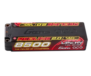 Gens Ace - 1931 - Redline 2.0 Series 8500mAh 2S 7.6V 140C HardCase Lipo Battery With 5.0mm Bullet