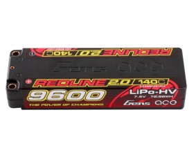 Gens Ace - 1932 - Redline 2.0 Series 9600mAh 2S 7.6V 140C HardCase Lipo Battery With 5.0mm Bullet