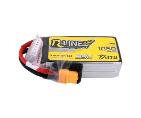 Tattu R-Line - 490 - 1050mAh 95C 4S1P Lipo Battery Pack with XT60 Plug 72.5x35.5x24.5mm