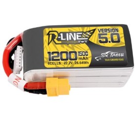 Tattu - 1460 - R-Line Version 5.0 1200mAh 6S1P 22.2V 150C LiPo Battery Pack with XT60 Plug